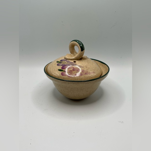 Hand Thrown Decorated Pottery / Covered Bowl Dish with Mark - 4.25” wide - Picture 2 of 4